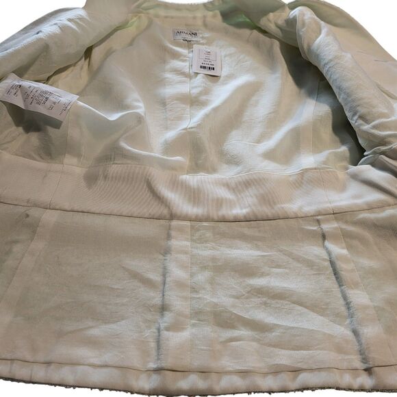 NEW Armani Collezioni Italian Size 50 Blazer Shimmer Textured Green Silver White - Picture 11 of 13